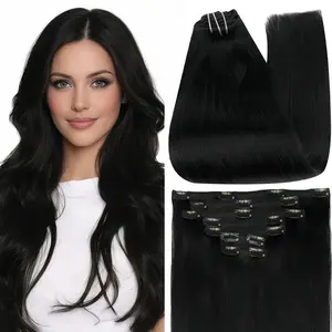 Full Shine Clip In Hair Extensions Real Human Hair 7 Pcs Natural Straight 10-28 Inch 100-150 Grams Easy Application for Women Hairpiece Silky Straight Remy Hair