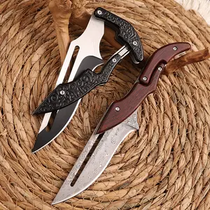 Two styles of knives, kitchen knives, for peeling fruit skins, with blades made of Damascus steel or stainless steel, foldable and deformable tools, suitable for kitchen cooking knives
