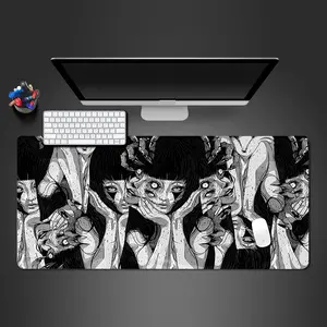 Black & White Anime Collage Desk Mat 31.5"x11.8" | XL Anti-Slip Gaming Mouse Pad for PC Setup & TCG Playmat