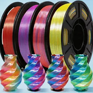 3D Pla Filament 1.75mm Bundle, Tricolor 3D Printer Material Set, Silk Pla Material Set, 3D Printing Pen Pla Material, Dimensional Accuracy +/-0.02mm, 250g X 4 Spools