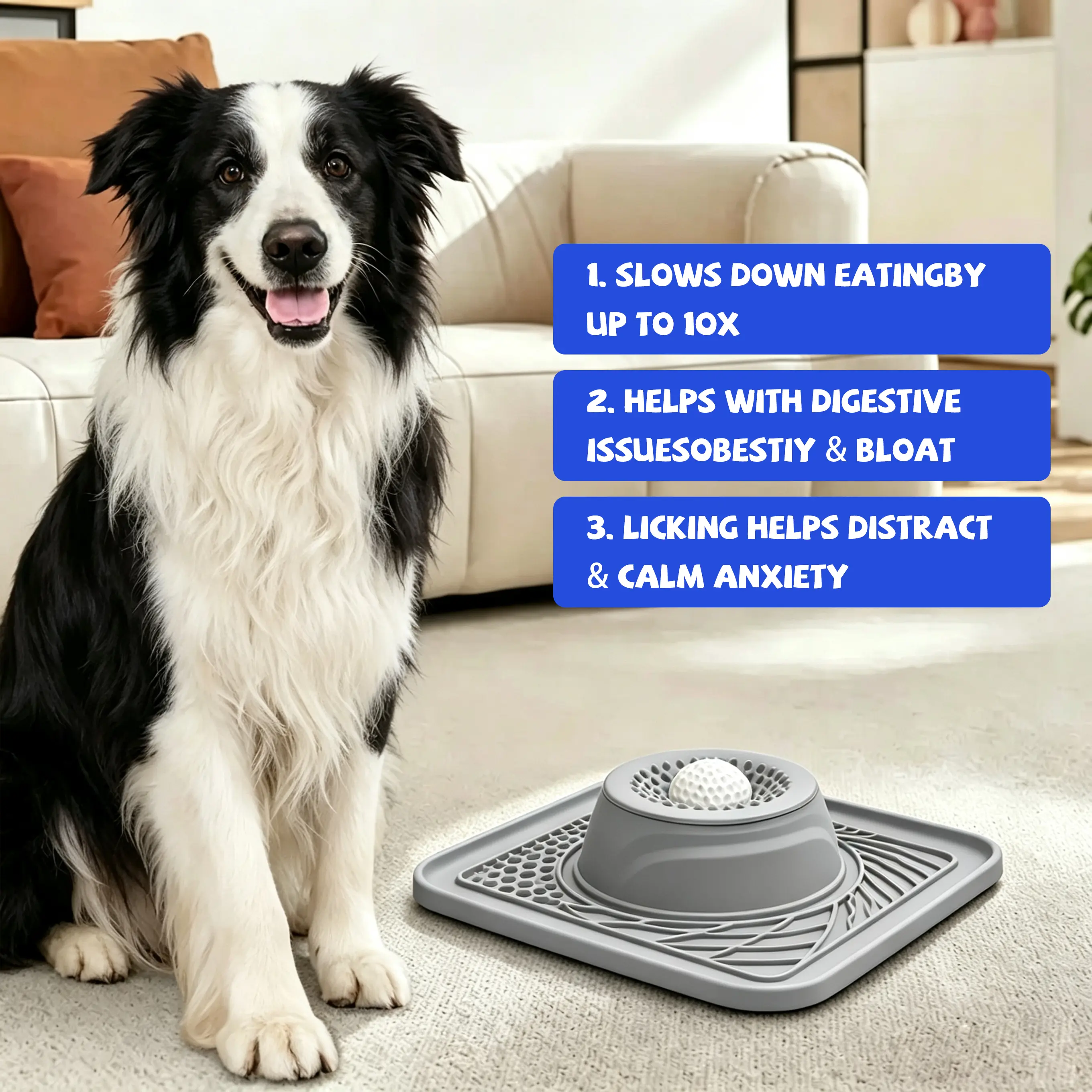 Interactive Slow Feeder Dog Bowl with Lick Mat – Anti-Gulping Silicone Puzzle Feeder for Dogs, Non-Slip Feeding Mat for Anxiety Relief & Healthy Digestion