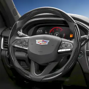 For Cadillac Segmented Carbon Fiber Steering Wheel Cover Sporty Style Non-Slip Comfortable Grip 2-Piece/3-Piece Set Options Quick-Install Design All-Season Compatibility For ESCALADE/LYRIQ/XT5/XT4/XT6/CT5/CT4/CELESTIQ/OPTIQ/VISTIQ Black Blue Silver Red