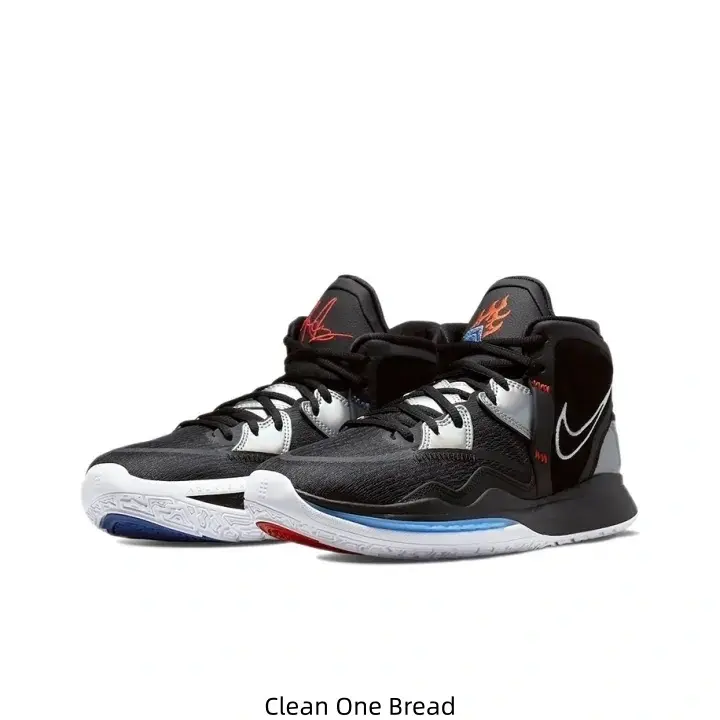 Light Breathable Mesh Mid Top Court Sneakers Black Gray Contrast Design Red Blue Wear Resistant Outsole Cushioned Midsole Outdoor Training Sports Sneakers Unisex
