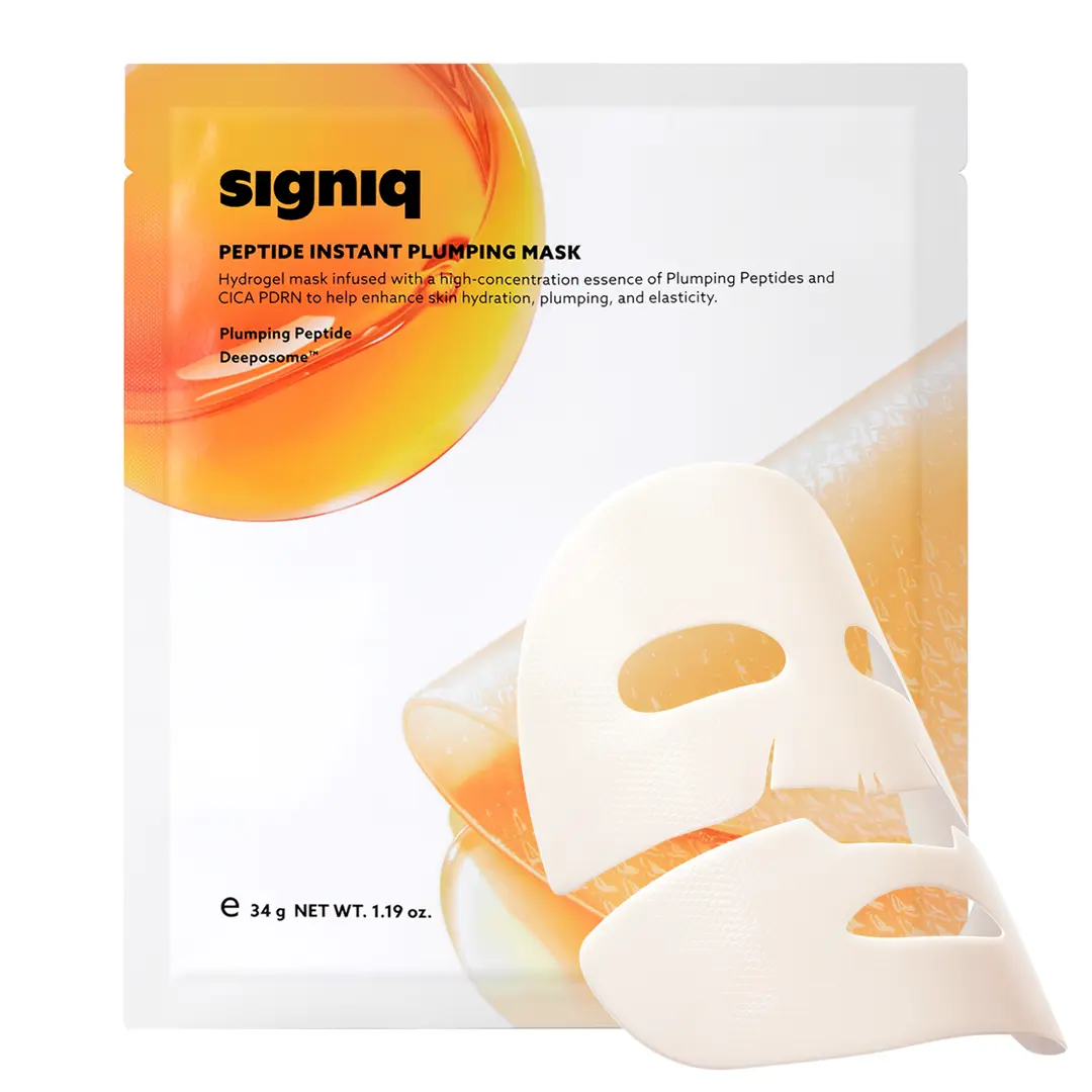 signiq Embossed Hydrogel Face Mask with Anti-Aging Peptides & PDRN for Plumping, Lifting, and Firming, Korean Beauty Products, 3 Pack