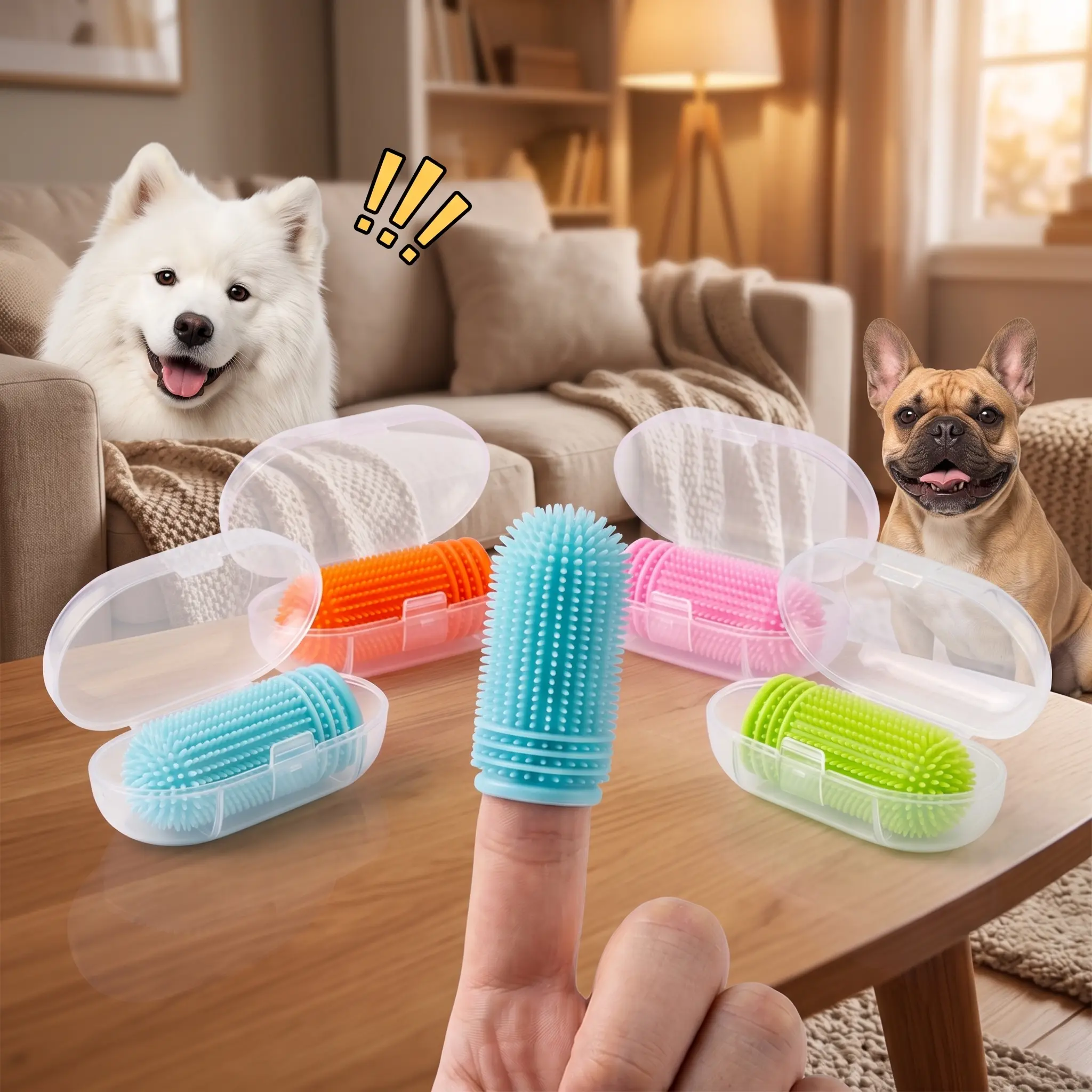 Dog Finger Toothbrush, 3-Pack Finger Toothbrush for Dogs, Upgraded Pet Tooth Brushing Kit, A Fun Dog Teeth Cleaning Tool that Also Doubles as A Gum Massage, Suitable for Medium and Large Dogs.