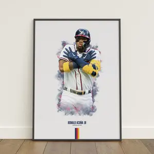 Ronald Acuna Jr Poster, Baseball Poster, MLB Poster, Sports Poster, Atlanta Braves, Wall Art Decor, Baseball Bedroom Decor, Baseball Gift 23