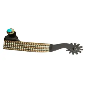 Augus Silversmiths Western Spur Copper & Silver Dots Turquoise Button SP15 Equestrian Supplies
