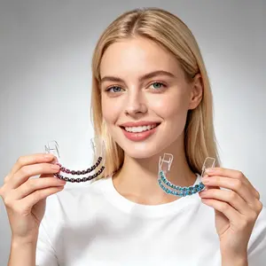 bracket orthodontic ligature tie 1 Pair Fashion Braces Colorful Temporary Tooth Decoration with Metal Wires Metal Bracket Orthodontic Ligature Ties High Quality