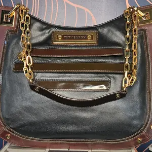 TORY BURCH BROWN AND BLACK LEATHER SHOULDER BAG