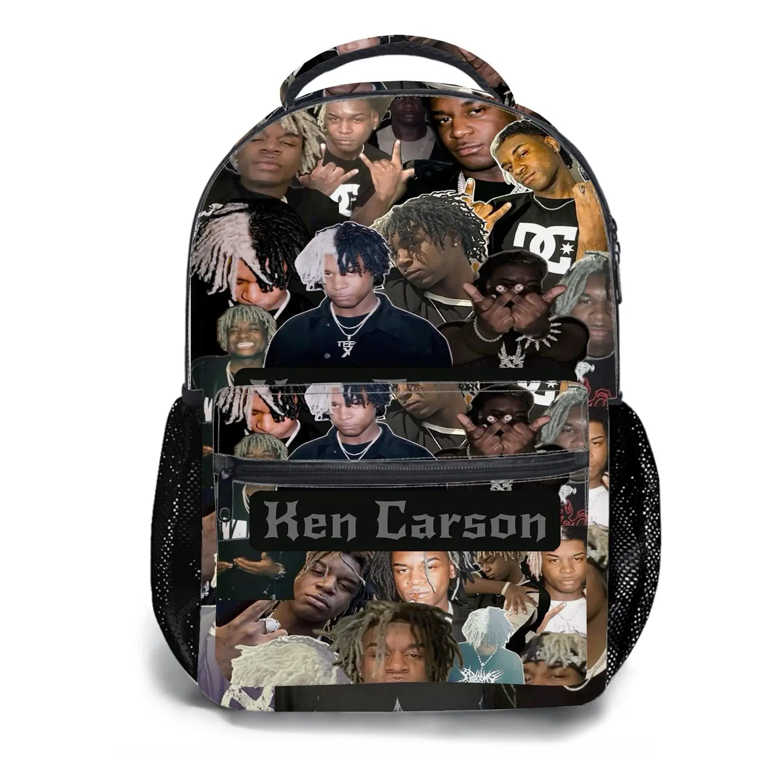 Ken Carson Y2K Aesthetic School Backpack for Girls, Cute Cartoon Girl Printed Student Bookbag with Mesh Side Pockets, Large Capacity Casual Daypack and Travel Bag for Kids a-26