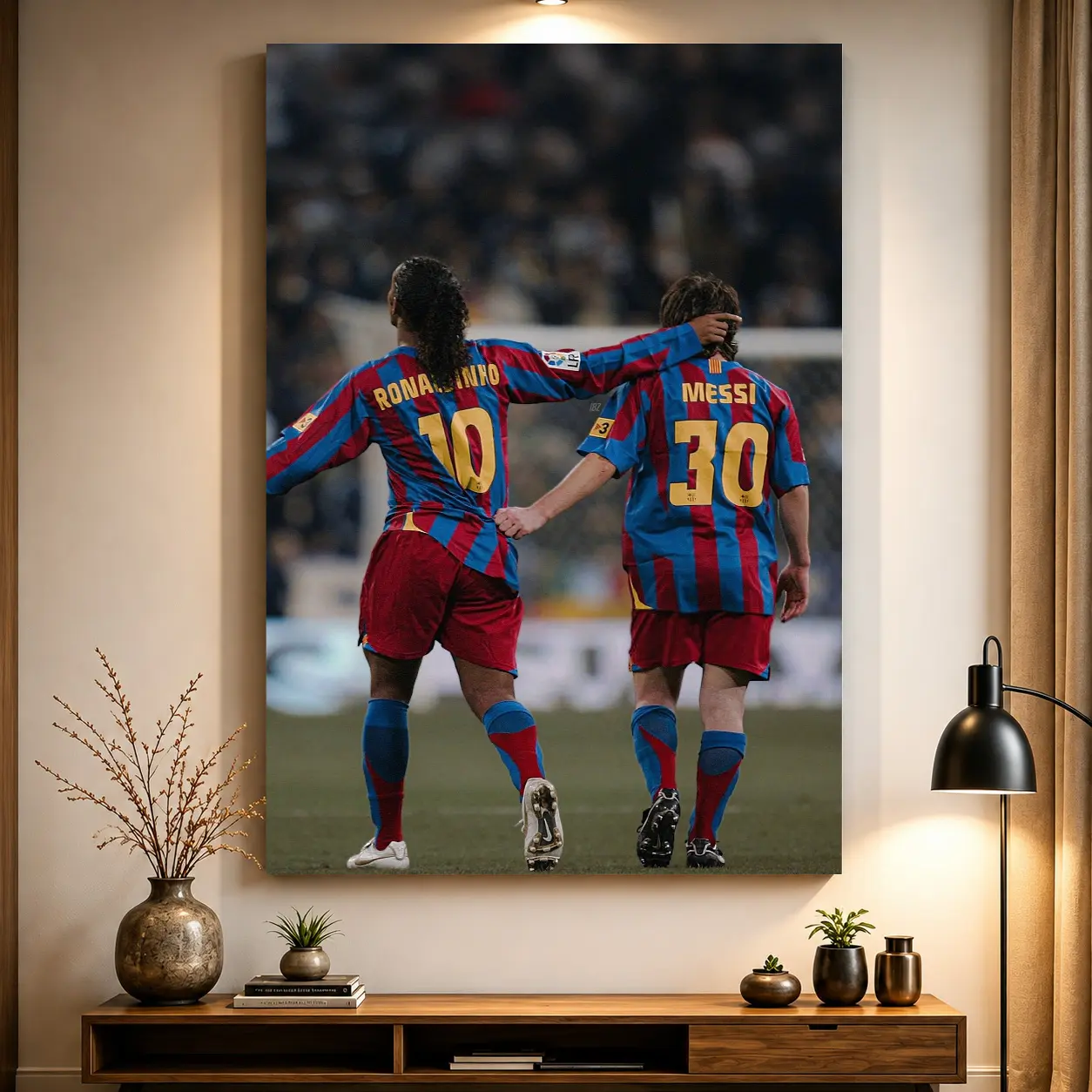 Ronaldinho & Lionel Messi Poster, Football Poster, Football Legends Poster( Unframed - Print Only )
