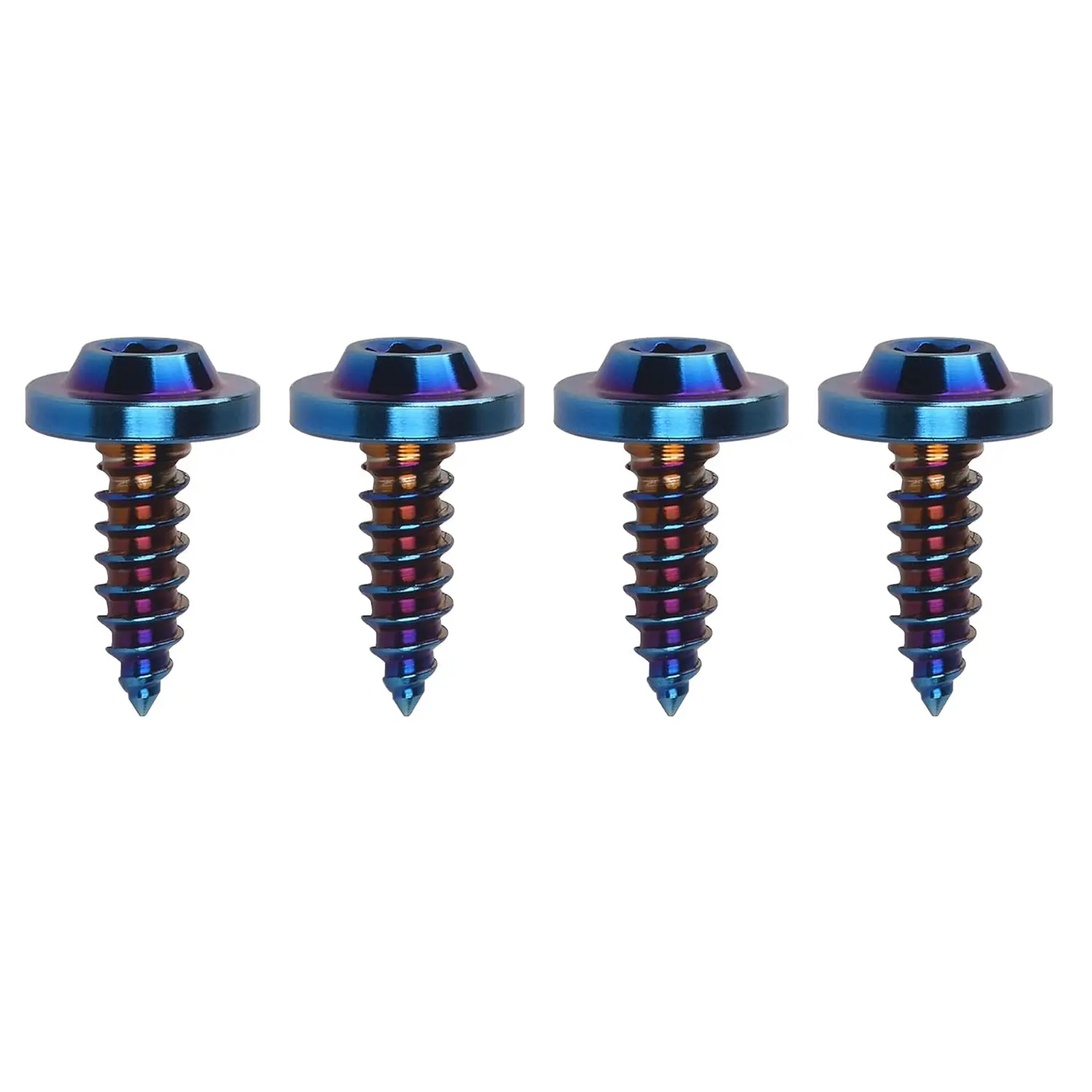 Torx Head Titanium Self-Tapping Screws, M5x15mm Burnt Blue Fasteners for Motorcycle, Wood Fixing, Pack of 4 (Available in M4/M5 Sizes & 15/17/20mm Lengths)