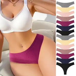 7/14 Pack Women’s Low Rise Thong Underwear, Seamless Cotton Bikini Panties, Soft Stretch Quick-Dry Lingerie for Daily Wear, Yoga, Lounge, Travel & Minimalist Comfort