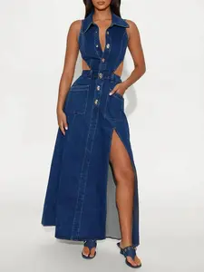 Amelia Denim Maxi Dress - Dark Denim