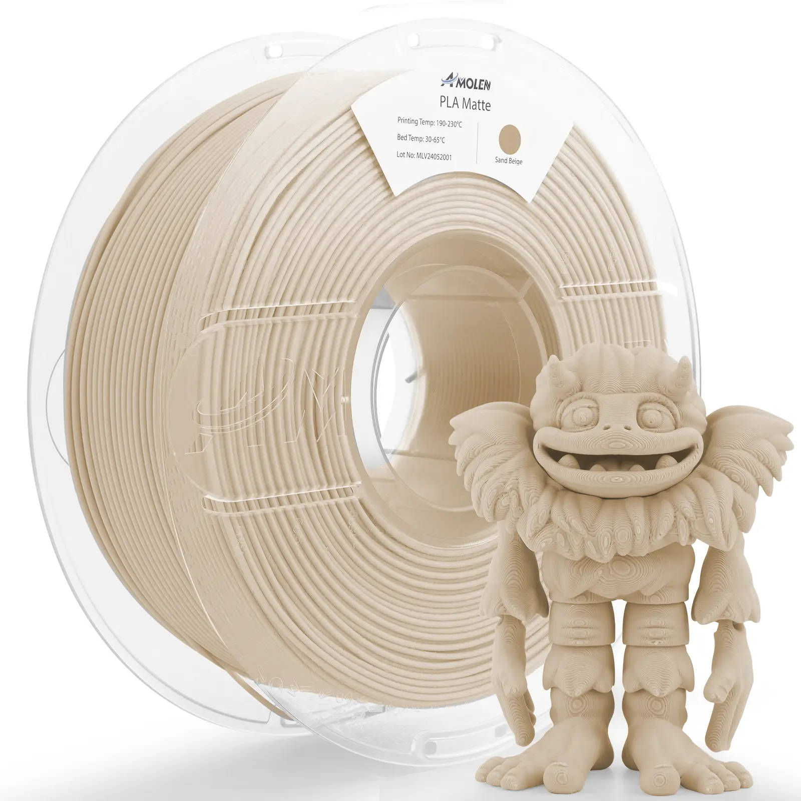 AMOLEN Matte Filament, PLA Filament 1.75mm,3D Printer Filament +/- 0.03mm,1kg/2.2lbs