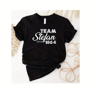 Team Stefan Vampire Tee - "Hello Brother" Black T-Shirt, Casual Style, Machine Washable, Ideal Fan Gift for Salvatore Brothers Enthusiasts