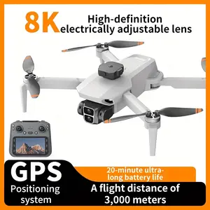 Aerial Drone (GPS/FPV/Remote-Controlled Quadcopter) — Equipped with a 4.5-inch Screen Remote Controller and 2 Batteries; Suitable for Beginners; Foldable Design