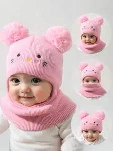 Winter Hat, Knitted Warm Balaclava for Boys & Girls, Ages 0-12 Years, Soft Cotton Material, Stylish Design, Funny Bunny Hat