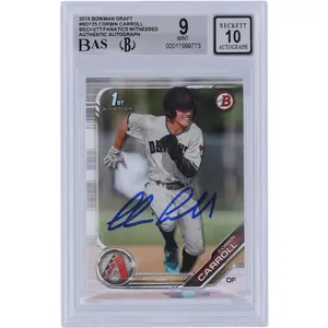 Corbin Carroll Arizona Diamondbacks Autographed 2019 Bowman Draft #BD-125 Beckett Fanatics Witnessed Authenticated 9/10 Card - Fanatics Authentic Certified