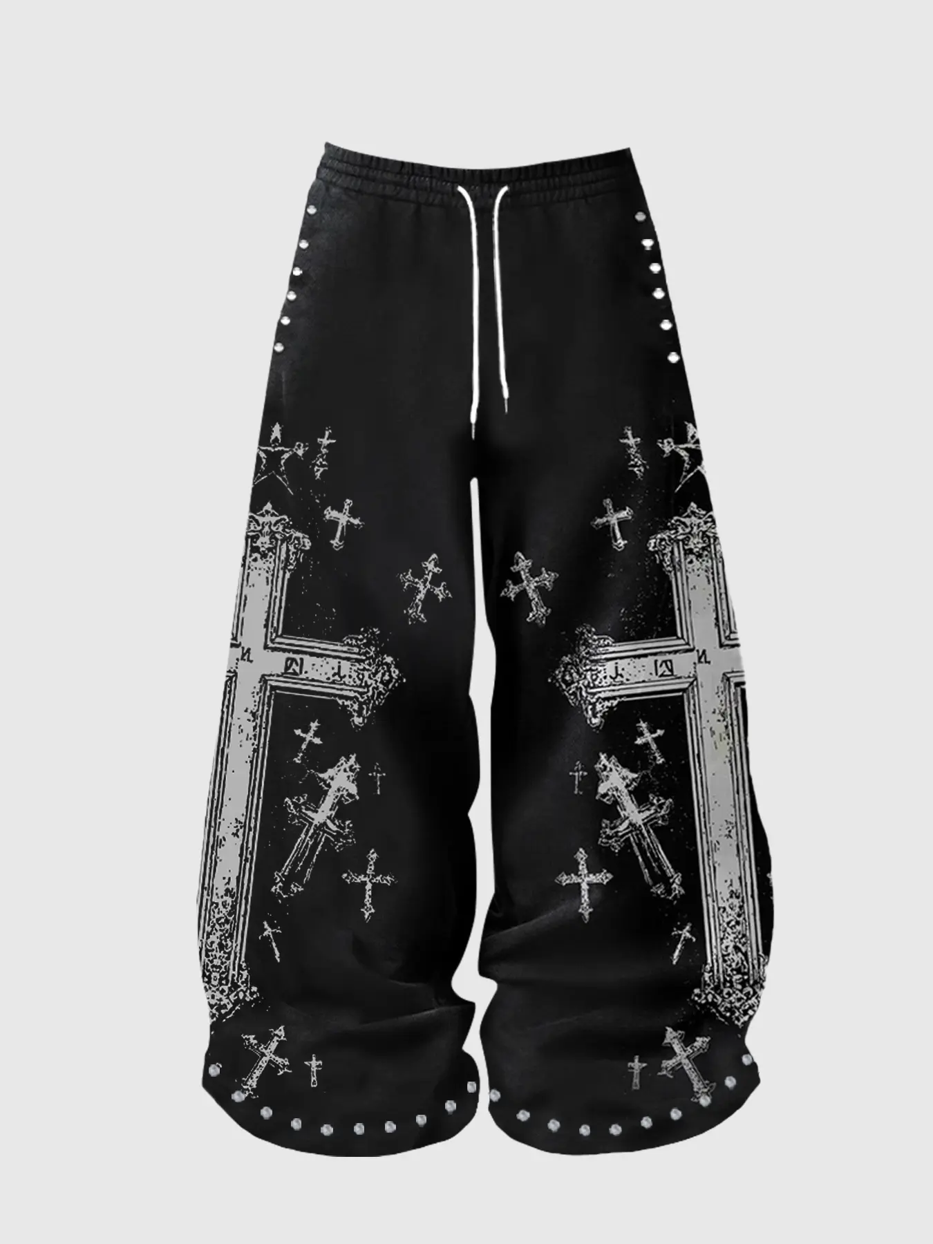 Men Women Casual Sweatpants, Thin Straight Leg Long Pants, Religious Cross Print, Loose Comfortable, Streetwear, Fashion Essential