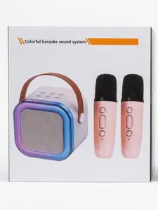 Speaker Bluetooth Karaoke System w/ Microphones -PINK
