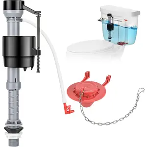 Universal Toilet Repair Kit for Inside Tank – Includes Adjustable Fill Valve & 2-Inch Flapper, Quiet & Easy Installation (Red, 1-Pack)
