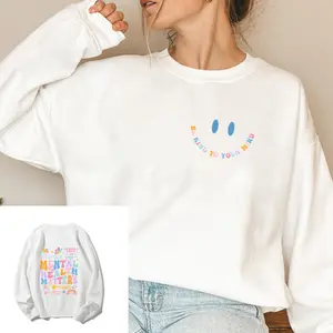 Mental Health Matters Sweatshirt,Women Inspirational Graphic Printed Sweatshirt, Women's Sweatshirt Casual Print Long Sleeve Round Neck Pullover for Daily Wear, Ladies Clothing Fall & Winter Fashion Unisex Sweatshirts