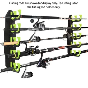 Wall-Mounted Fishing Rod Holder, Heavy-Duty Interwoven Design, Universal Hook for All Rods and Reels, Easy Installation, Garage and Shed Storage