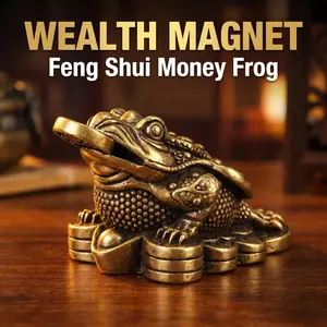 1pc Chinese Style Brass Money Three Legged Toad Ornament with Coin in Mouth Design, Vintage Portable Hand Play Craft, Wealth Blessing Decoration for Desktop Tea Table Home Decor