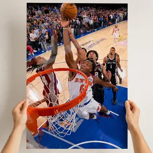 No Frame - OG Anunoby With The Putback Poster, New York Finals Fan Art, Vintage Sports Graphic Print Poster, Retro Basketball Wall Art