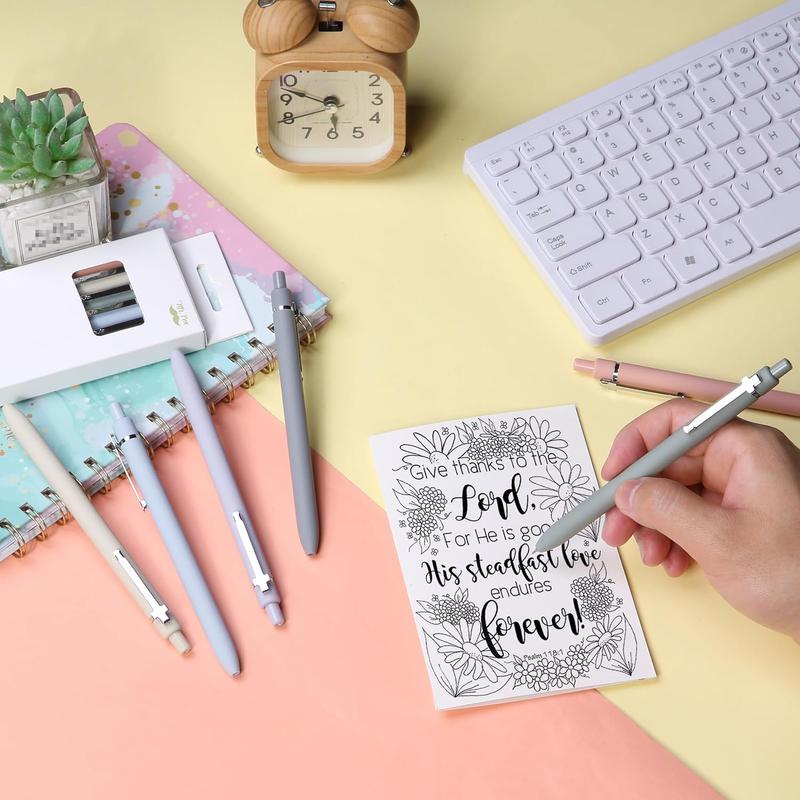 Mr. Pen- Retractable Gel Pens for Journaling, 6 Pack, 0.5 mm Black Ink, Color Barrel with Silver Cross Clip