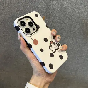 polka - dotted cat phone case for use with iPhone 17 air 16 Pro max 15 plus 14 Pro 13/12/11/X/XR/XSMAX sublimation phone case compatible with Samsung Galaxy S25 ultra S24 plus S23 FE S22/S21 cuteee creative design aesthetic