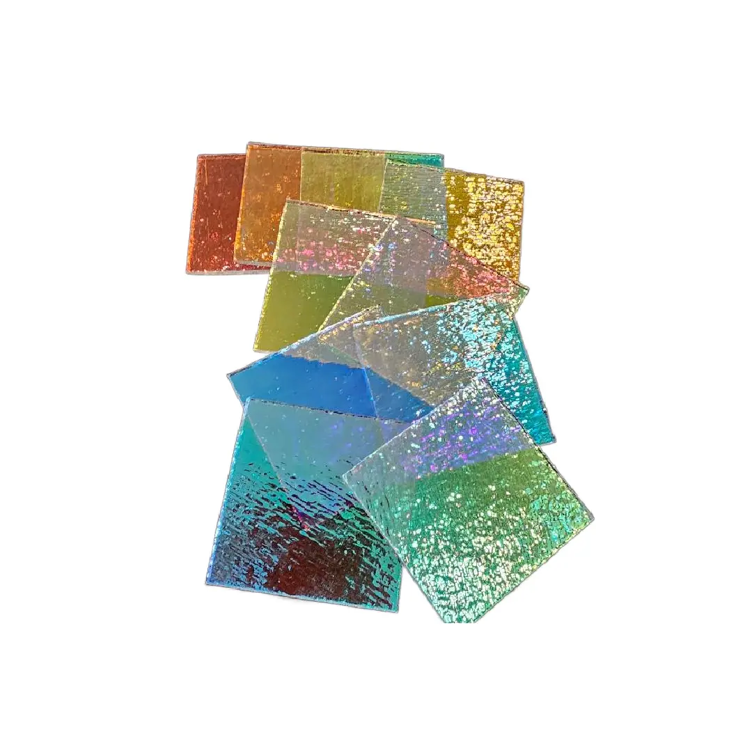 Clear Radiant Rainbow Dichroic Glass 10 Pack! • 2mm Thin 90 COE • Clear Glass