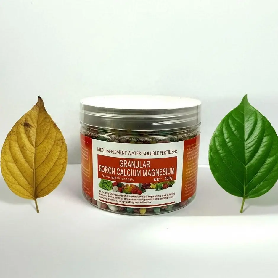 Granular Boron Calcium Magnesium Trace Element Fertilizer 200g for Universal Plant Care, Slow-Release and Water-Soluble Nutrition for Fruits Vegetables Crops and Agriculture, Improves Growth Yield and Soil Health