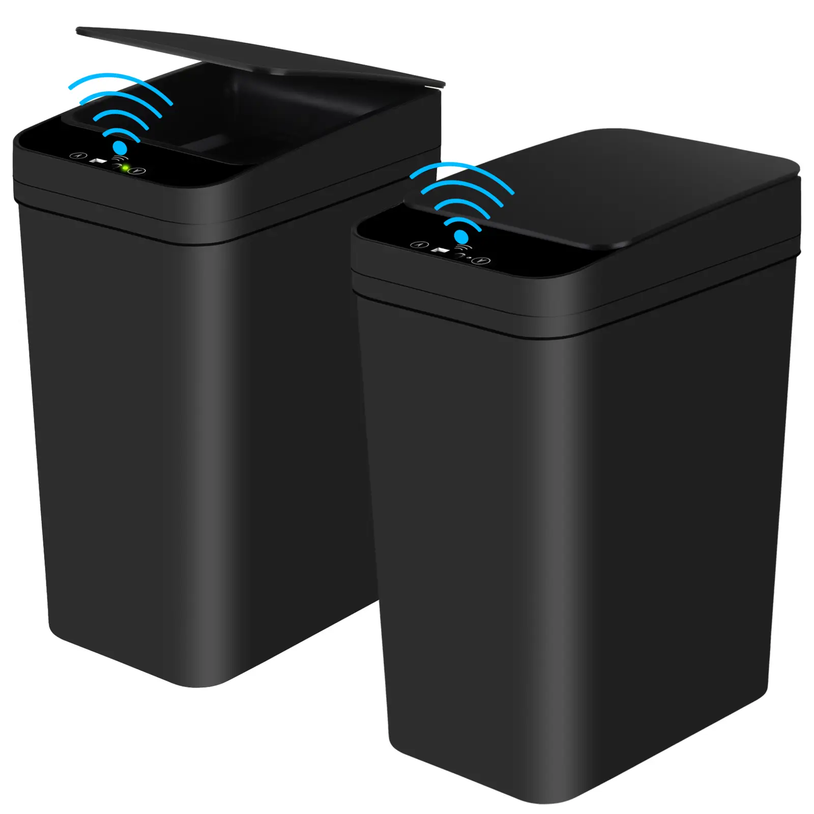 2 Pack 2.2 Gallon Bathroom Automatic Trash Can Touchless Smart Motion Sensor Garbage Can with Lids Small Narrow Electric Garbage Bin for Bedroom Livin