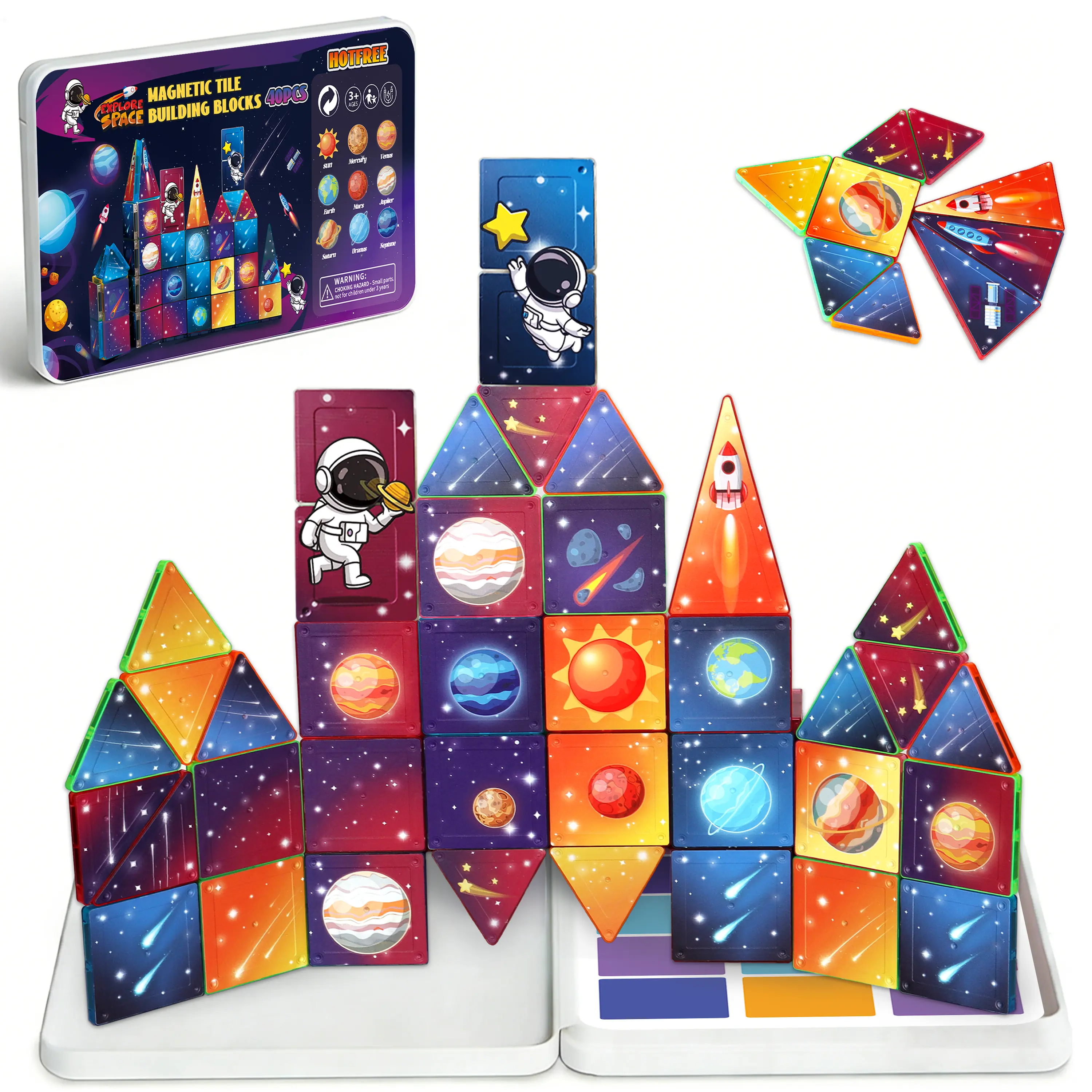 Space Magnetic Tiles 40Pcs