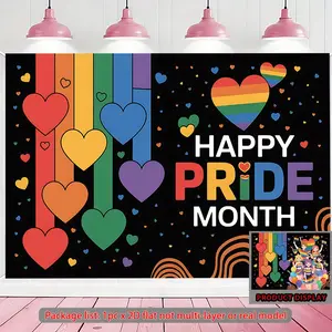 Rainbow Pride Month Banner, Happy Pride Month Design, 2D Flat Style, Perfect for Indoor & Outdoor Use, Ideal for Lgbtq+ Events