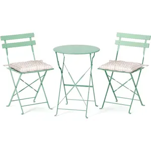 VINGLI Outdoor Folding Bistro Table and Chairs Set of 2, 3-Piece Bistro Set with Premium Steel Frame and Comfortable Cushions for Patio, Balcony, Garden, Porch, Yard