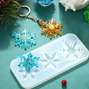 2pcs 3D Snowflake Pendant Silicone Mold DIY Craft Necklace Earrings Pendant Christmas Decoration Epoxy Resin Casting Mold