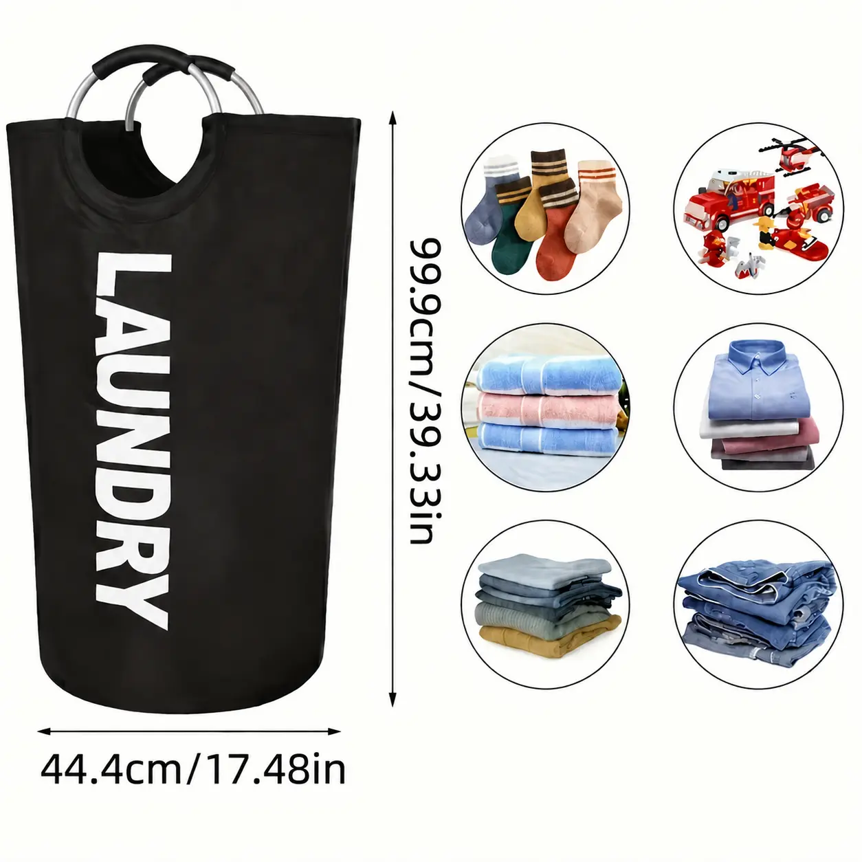 95L Foldable Laundry Hamper with Handles, Large Collapsible Clothes Basket for Bedroom, Bathroom and Laundry Room
