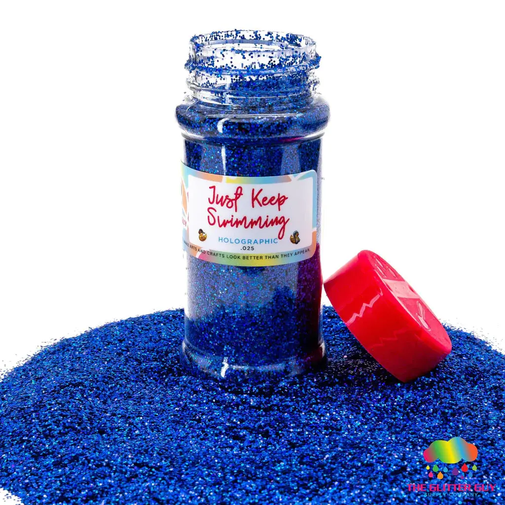 The Glitter Guy Just Keep Swimming High Quality Holographic Glitter, Bolder Shade of Blue 0.025" Nail Decoration Supplies