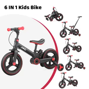 【ChristmasGifts】JMMD Multi-Functional 6-in-1 Toddler Bike for 18-60M Baby Balance Bike with Training Wheels, Pedals & Push Handle | Ride-On Toy with Brakes & Kickstand | First Birthday Gift for Baby Boys & Girls