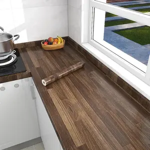 Wood Grain Pattern Self-adhesive Furniture Sticker, 1 Roll Waterproof Wall Sticker, Floor Sticker, Decorative Sticker for Home Kitchen Living Room