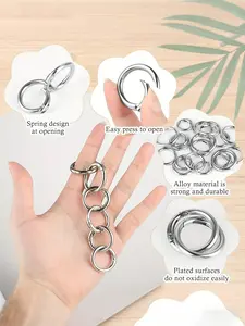 16 Durable Alloy Spring O-Rings - Suitable for Bag Buckle DIY Keychains, Bags, Wallets, and Handbag Charms, Purse Accessories, Bag Decoration, Handmade, Custom Accessories, Wallet Accessories, DIY Wallet Making Materials