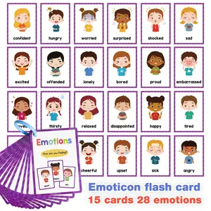 Preschool Learning Cards for Toddlers, Emotions, Daily Life, Fruits, Animals, Colors, Body Parts & Numbers, Dual-Sided Waterproof Design