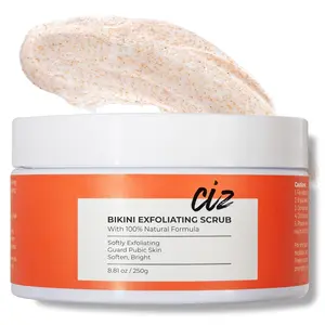 CIZ Bikini Area Exfoliating Scrub 100% Natural Formula for Pre & Post Hair Removal Ingrown Hair & Razor Bump Treatment Gentle Safe for Intimate Skin Care 8.81 oz 250g