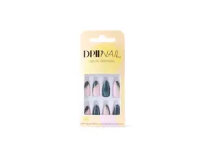 BridesMaid | Almond Shaped Dark Teal Nails w/ Half Tips & Gold Flakes | Press On Nail