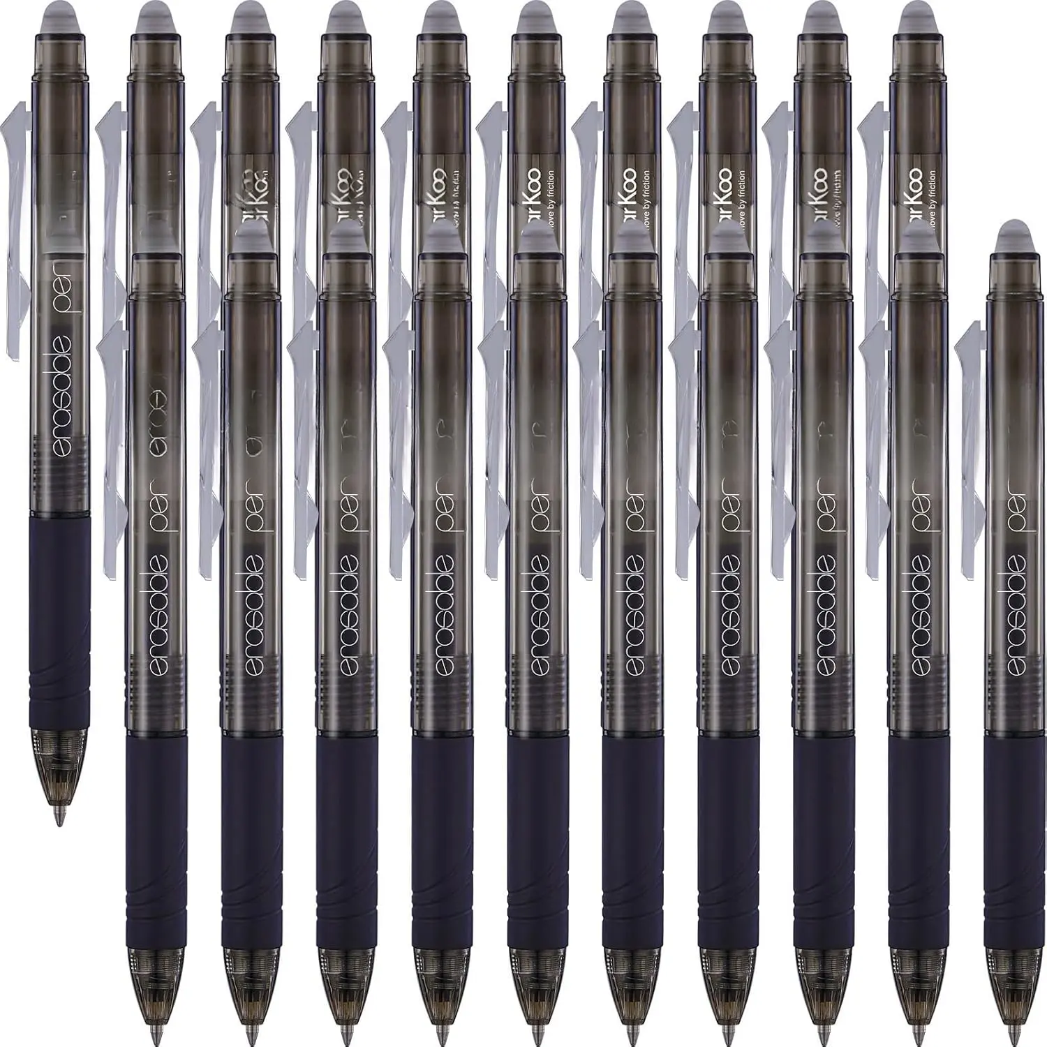 Retractable Erasable Gel Pens Clicker Fine Point 0.7 mm, No Need for White Out, Black Ink for Completing Sudoku and Crossword Puzzles, 20-pack