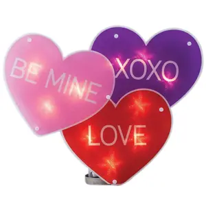 212 MAIN Valentine's Day Shimmer Ornaments - Lighted Heart-Shaped Shimmer Lights, Window-Mount Girly Home & Party Supplies, Valentine's Day Decorations Gifts, Valentines Day Decorations