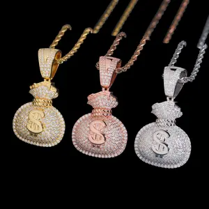 Money Bag Pendant Lab Diamond – 14k Gold